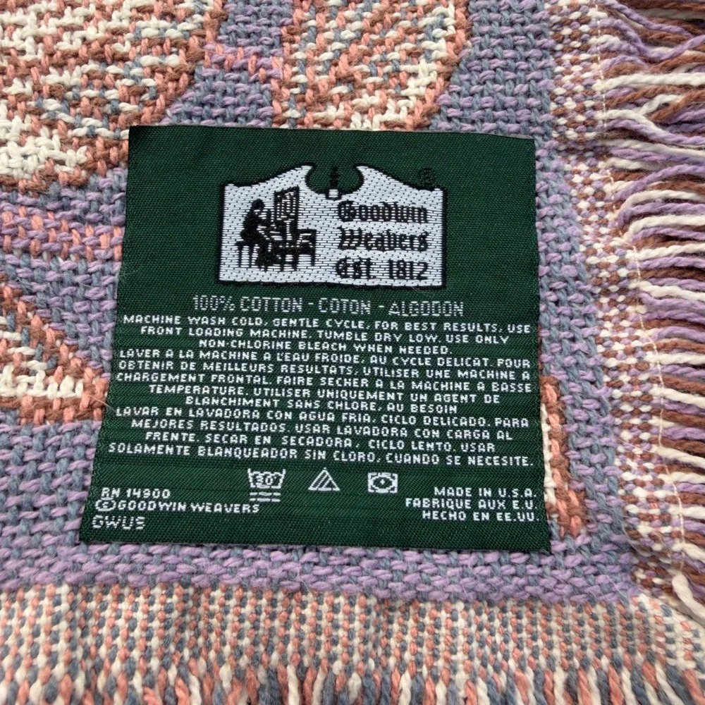 Vintage Goodwin Weavers Ballerina Woven Tapestry Throw Blanket Cotton Pink 68x48